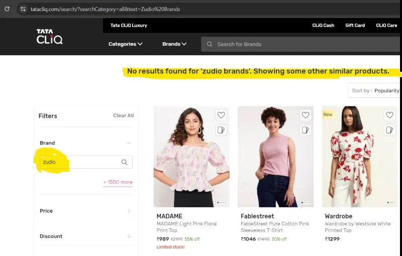 Tata Cliq Zudio Brand Online Shopping