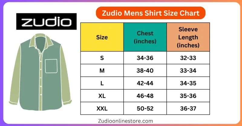 Shirts Size Chart for Men's
